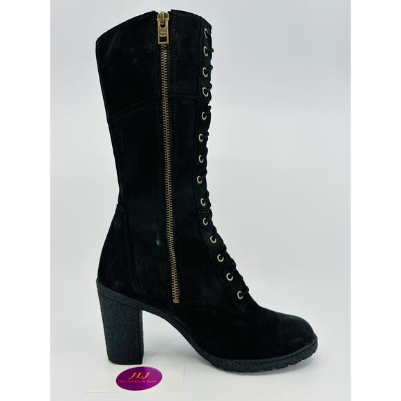Timberland Women's Glancy 10 Inch Tall Black Nubuck Lace-Up Boots A199A Size 7.5 - Picture 7 of 11
